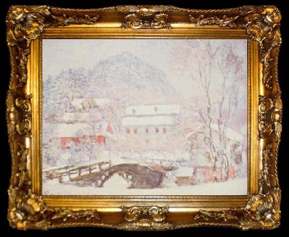 framed  Claude Monet Sandvicken Village in the Snow, ta009-2